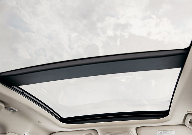 The available panoramic Vista Roof® is shown from inside a 2024 Lincoln Corsair® SUV. | Cogswell Lincoln in Russellville AR
